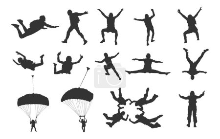 Skydiving silhouettes, Skydiving svg, Falling skydiver silhouette, Skydiver silhouette, Parachute skydiving silhouette, Skydiving clipart
