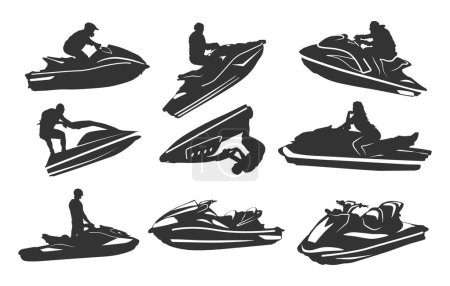 Ilustración de Silueta de motos acuáticas, vector de motos acuáticas, silueta de motos acuáticas extremas, svg de motos acuáticas, clipart de motos acuáticas. - Imagen libre de derechos
