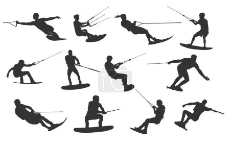 Water skiing silhouette, Water ski vector, Water skiing svg, Water skiing icon set, Water skiing clipart