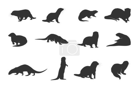 Otter silhouette, Otter svg, Cute otter silhouette, Sea otter silhouette, Otter vector illustration