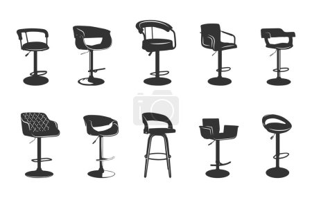 Barstool chair silhouette, Adjustable barstool silhouette, Bars tool chair svg, Hydraulic chair svg, Hydraulic chair silhouette, Barstool svg, Barstool chair vector illustration. 