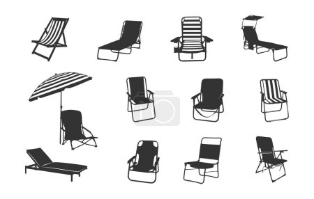 Beach chair silhouette, Summer beach chair silhouette, Beach chair svg, Folding beach chairs svg, Folding beach chairs silhouette.