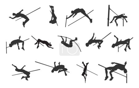 High jump silhouette, Athlete high jump pole silhouettes, High jump svg,, High jumper silhouette, High jumping silhouette