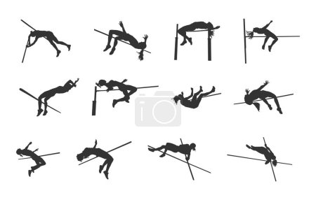 Female high jump silhouette, High jump silhouette, Athlete high jump pole silhouettes, High jump svg, High jumping svg, Female high jump svg, Female athlete high jump silhouettes