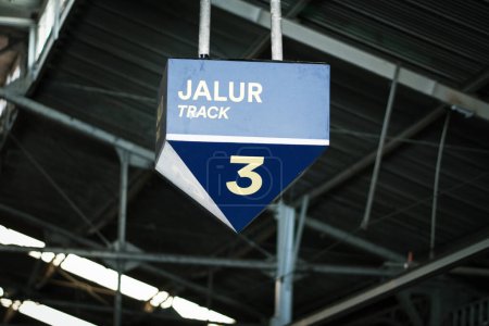 Photo for Track sign at train stations - Royalty Free Image