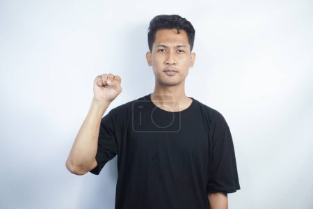Photo for Man showing letter S isolated on white background, closeup. Finger spelling alphabet in American Sign Language. ASL concept - Royalty Free Image