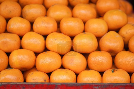Photo for Pile of Sunkist oranges being sold in a fruit shop. - Royalty Free Image