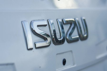 Photo for Balikpapan, Indonesia - June 24, 2022: close-up photo of the ISUZU logo on the front of the truck - Royalty Free Image