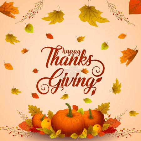 Téléchargez les illustrations : Bonne journée de Thanksgiving Calligraphie avec citrouille - en licence libre de droit