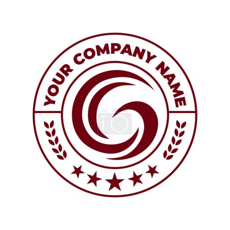 Ilustración de Diseño del logotipo del monograma del sello con estrellas y hojas vector - Imagen libre de derechos