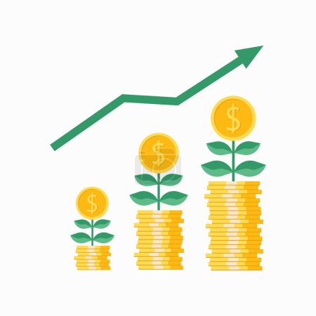 Illustration Vektorgrafik der Münzen Investitionstabelle. perfekt für Wirtschaft, Finanzen, Wirtschaft, usw..