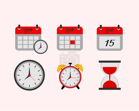 Téléchargez les photos : Date, heure, horloge et alarme Icônes Symbole - en image libre de droit
