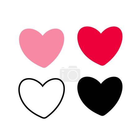 Téléchargez les photos : Collection de coeur icône, Symbole de l'amour Icône style plat design moderne Isolé sur fond blanc. Illustration vectorielle. - en image libre de droit