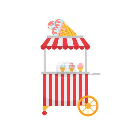 Téléchargez les photos : Illustration vectorielle du chariot de crème glacée isolé sur fond blanc - en image libre de droit