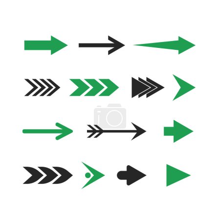 Ilustración de Señal de flecha direccional vectorial o iconos conjunto de diseño - Imagen libre de derechos