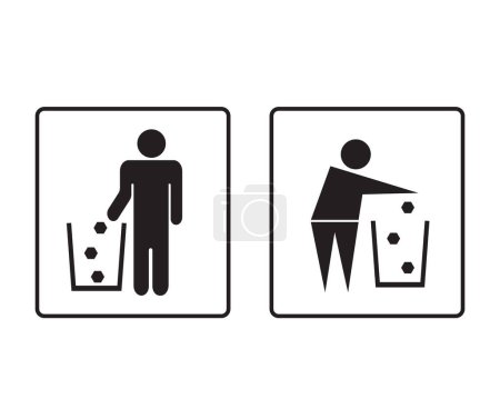 Téléchargez les photos : Icône plate homme jeter des ordures à sa place. Illustration vectorielle - en image libre de droit