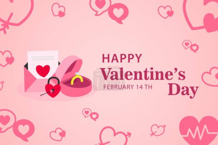 Téléchargez les photos : Flat valentines day pink background with engagement theme - en image libre de droit