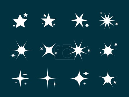 Téléchargez les photos : Vector flat sparkling star collection - en image libre de droit