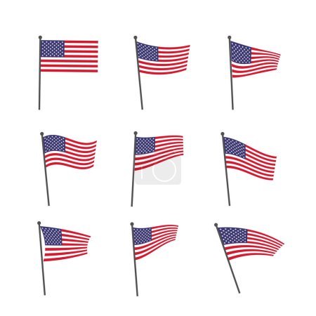 Téléchargez les photos : Collection vectorielle de drapeaux américains ondulés - en image libre de droit