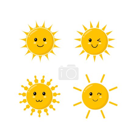 Téléchargez les photos : Vecteur mignon collection de soleils jaunes - en image libre de droit