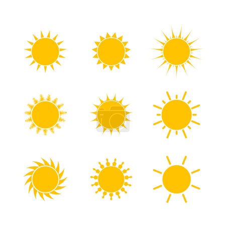Téléchargez les photos : Variété vectorielle de soleils icônes - en image libre de droit