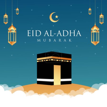 Vektor islamischer Hintergrund des Kabah und Eid al Adha Konzepts
