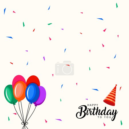 Téléchargez les photos : Joyeux anniversaire avec confettis et ballons - en image libre de droit