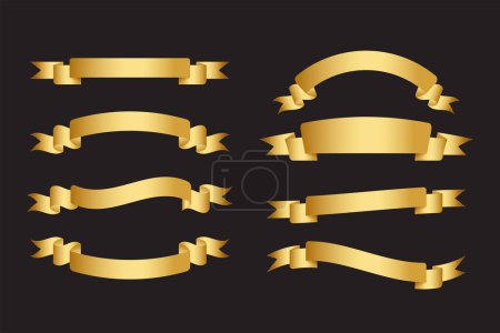 Téléchargez les photos : Ensemble d'illustrations vectorielles de rubans dorés de différentes formes. Parfait pour l'étiquette de nom et événement de célébration. - en image libre de droit