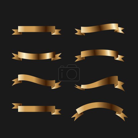 Téléchargez les photos : Illustration vectorielle de la collection de rubans dorés. - en image libre de droit