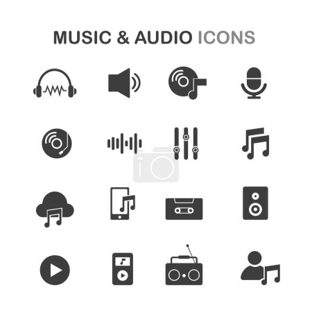 Téléchargez les photos : Ensemble d'icônes de musique vectorielle et audio. Fillio série icône noire. - en image libre de droit