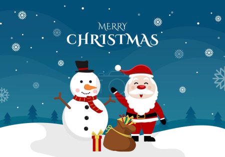 Illustration for Vector hand drawn christmas background with santa claus - Royalty Free Image