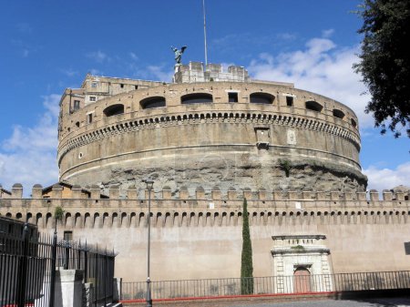 Castel Sant'Angelo (or Mole Adrianorum or Castellum Crescentii in the 10th-12th century), also called Hadrian's mausoleum, is a monument in Rome, located on the right bank of the Tiber in front of the pons Aelius (now the Sant'Angelo bridge)