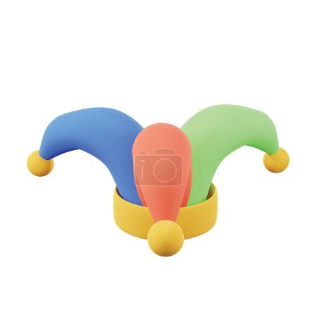 Photo for This is a minimal 3D render of a clown hat, commonly worn by clowns as part of their costume. The hat features a colorful and playful design that adds to the overall comical appearance of the wearer. - Royalty Free Image
