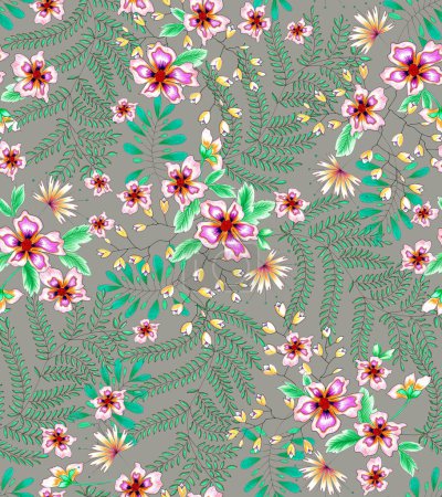 Foto de Patrón inconsútil colorido con flores abstractas, ilustración handraw - Imagen libre de derechos
