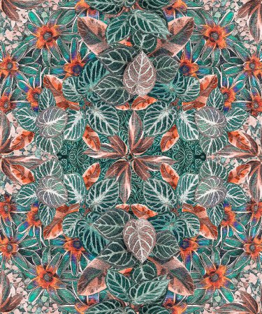 Foto de Patrón floral abstracto, forma modular con hojas - Imagen libre de derechos