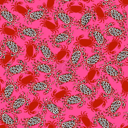 Foto de Abstracto rojo y rosa manchas cangrejos patrón sin costura - Imagen libre de derechos