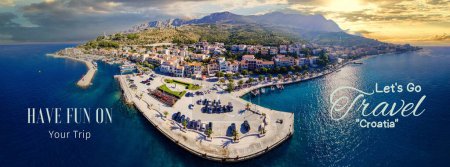 Foto de Viaje croacia verano - panorama de la isla del mar en el verano - Imagen libre de derechos