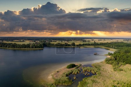 Photo for Aerial shot of a beautiful lake in the summer day - Royalty Free Image