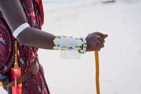 Foto de Travelling Kenya, Masai clothing and accessories details from Diani Beach Kendwa, Zanzibar Tanzania - Imagen libre de derechos