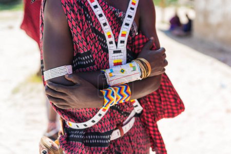 Photo for Travelling Kenya, Masai clothing and accessories details from Diani Beach Kendwa, Zanzibar Tanzania - Royalty Free Image