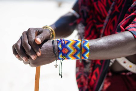 Foto de Travelling Kenya, Masai clothing and accessories details from Diani Beach Kendwa, Zanzibar Tanzania - Imagen libre de derechos