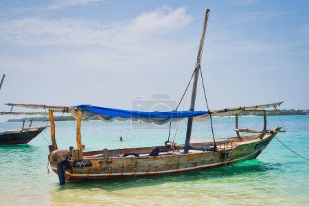 Foto de Board a traditional wooden dhow boat and discover the natural wonders of Zanzibar's Blue Safari, from coral reefs to deserted islands. - Imagen libre de derechos