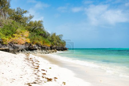 Téléchargez les photos : La pittoresque plage Nungwi de Zanzibar, en Tanzanie, est présentée dans une image de vue aérienne tonique, mettant en évidence la station de luxe et les eaux de l'océan turquoise. - en image libre de droit