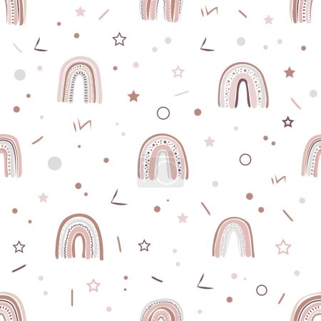 rainbow seamless pattern in terracotta and pastel colors