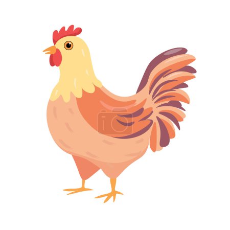 Bauernhühner. Henne im Flach- oder Cartoon-Stil isoliert auf weißem Hintergrund. Vektorillustration