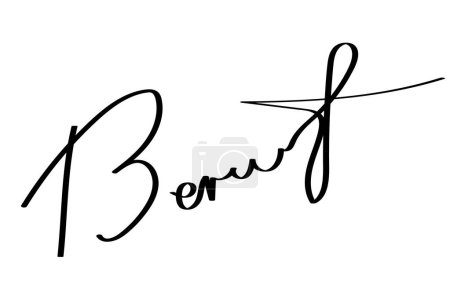 Eine fiktive handschriftliche Unterschrift. Autogramme mit Buchstabe B. Eine gefälschte gekritzelte Unterschrift für Dokumente, Geschäftsbescheinigungen, Briefe.
