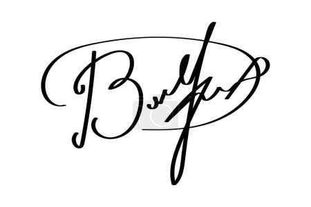 Eine fiktive handschriftliche Unterschrift. Autogramme mit Buchstabe B. Persönliche fiktive Kalligrafie-Signatur. Scrawl imaginären Namen für Dokument. Vektorillustration