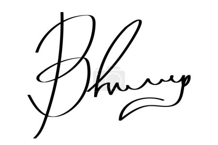 A fictitious handwritten signature. Autographs with letter B. Personal fictitious signature calligraphy lettering. Scrawl imaginary name for document. Vector illustration