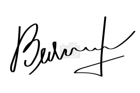 Eine fiktive handschriftliche Unterschrift. Autogramme mit Buchstabe B. Einzigartige erfundene Signaturen für Geschäftsdokumente, für Unternehmen, für Designs. Vektorillustration.
