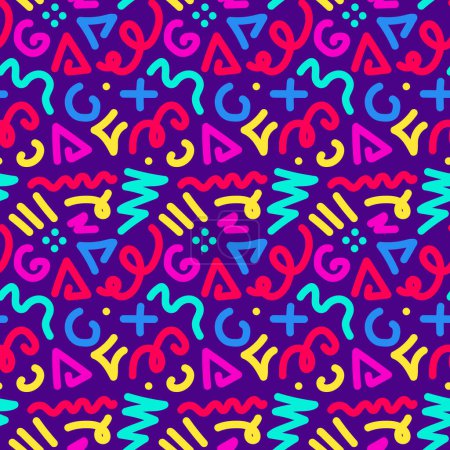 90s. Seamless pattern with squiggle random